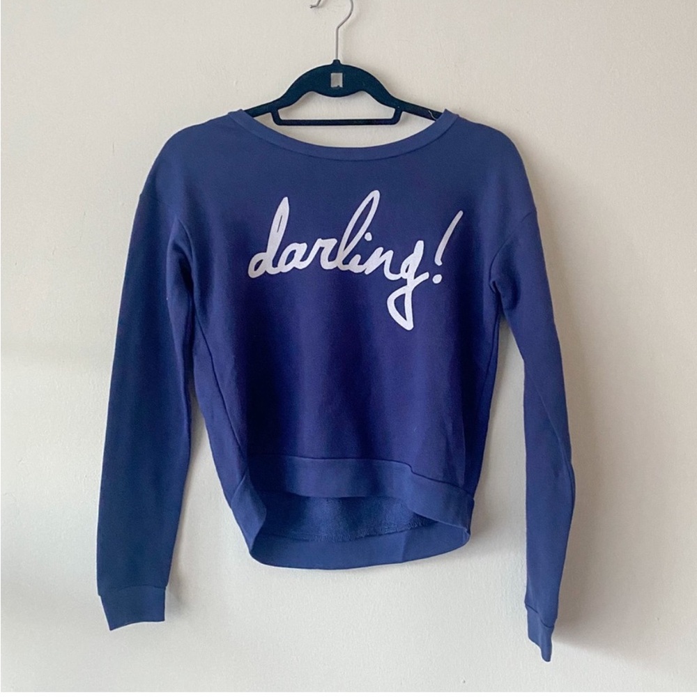 Madison & Berkeley graphic sweatshirt, cropped fit, blue & white, size XS